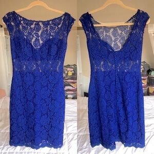 Pronovias Royal Blue Lace Mini Dress
